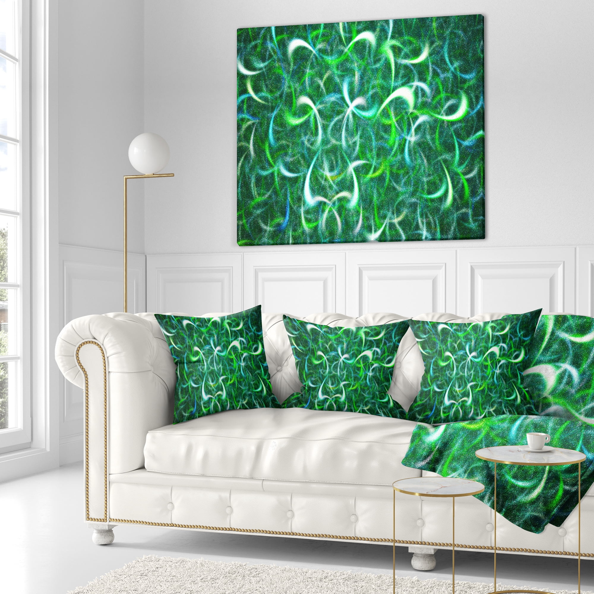 Designart Dark Green Watercolor Fractal Art - Abstract Throw Pillow - 18x18