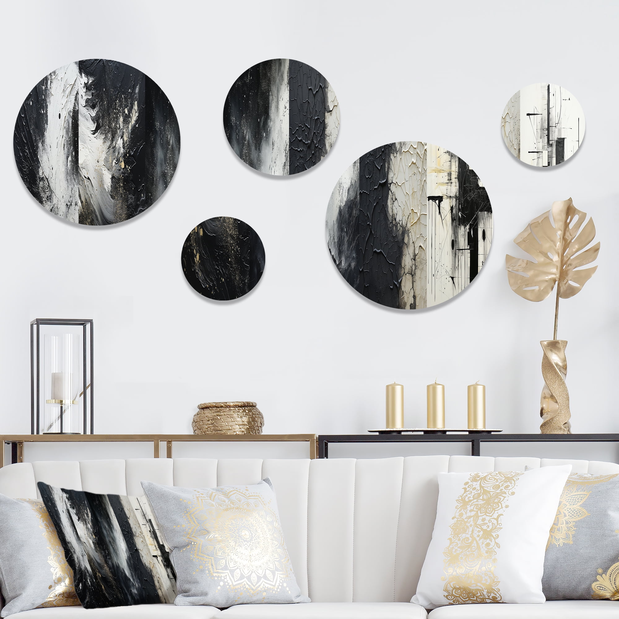 Northern Sky Serenity Black and White Metal Wall Art Set of 5 Panels