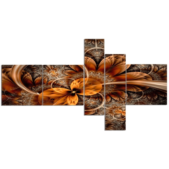 Designart 'Dark Orange Fractal Flower ' Abstract Canvas Art Print