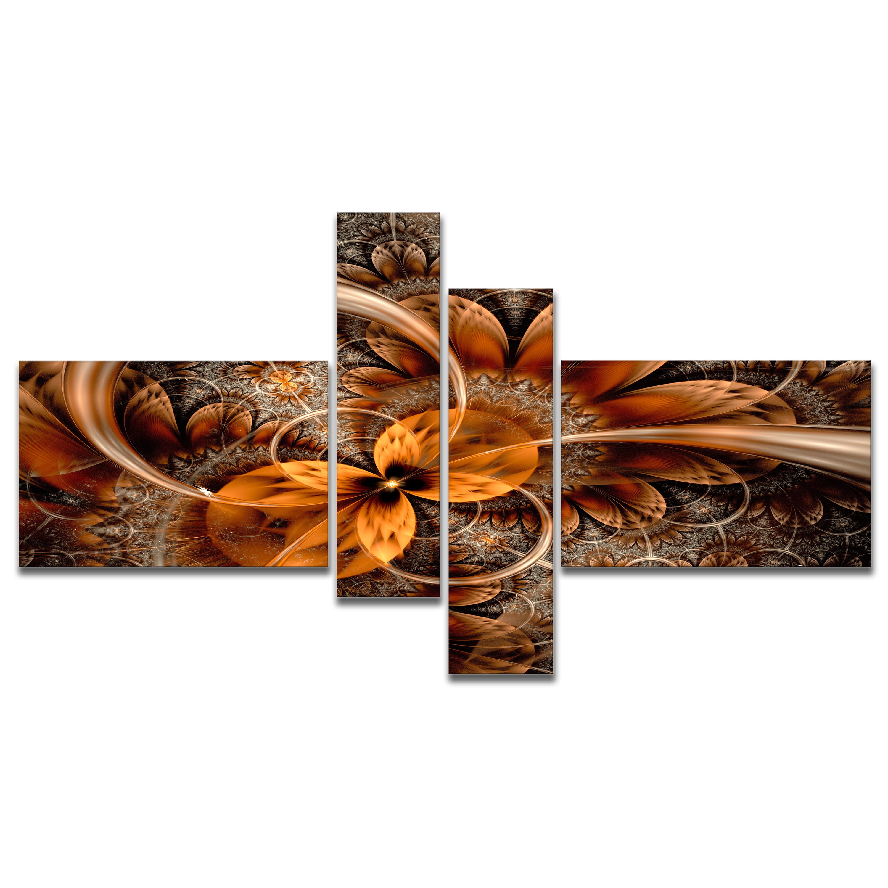 Designart 'Dark Orange Fractal Flower ' Abstract Canvas Art Print