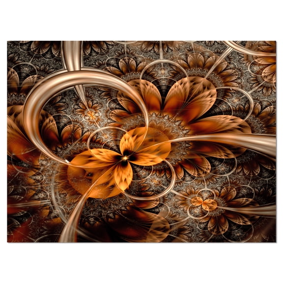 Designart 'Dark Orange Fractal Flower ' Abstract Canvas Art Print