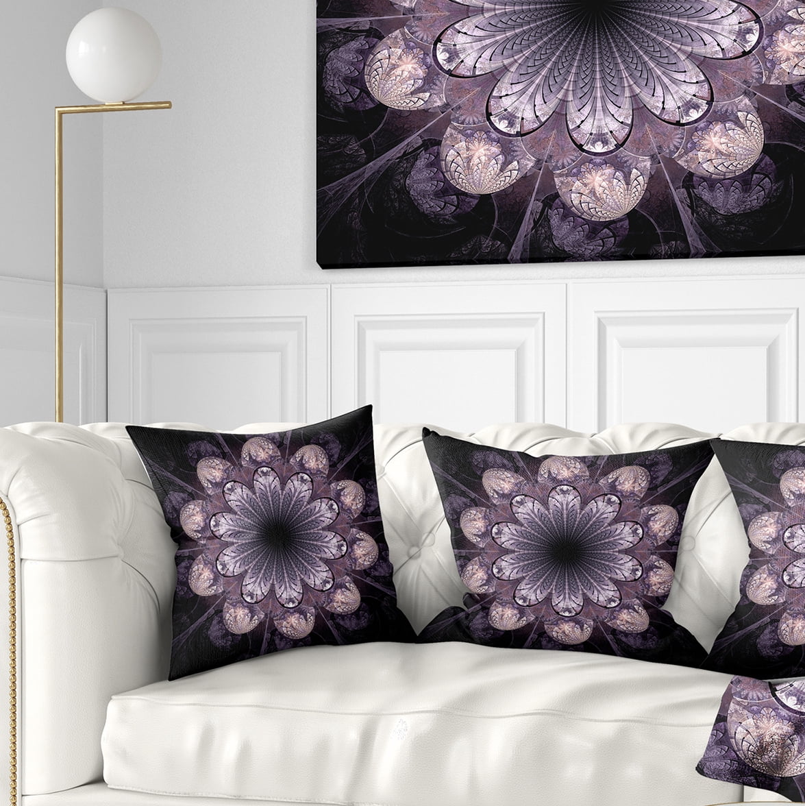 Designart Dark Pink Fractal Flower Pattern - Abstract Throw Pillow - 16x16