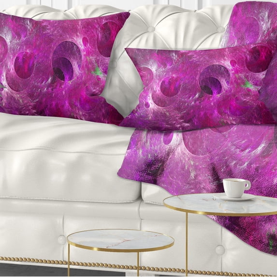 Designart Dark Pink Fractal Glass Texture - Abstract Throw Pillow - 12x20