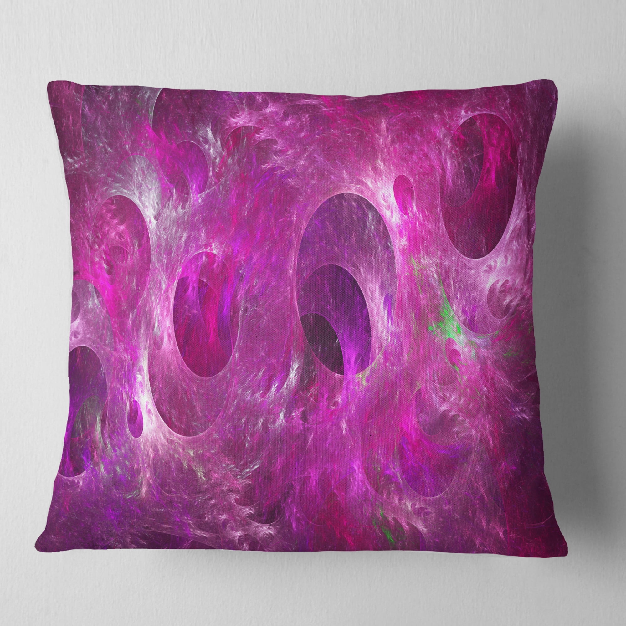 Designart Dark Pink Fractal Glass Texture - Abstract Throw Pillow - 18x18