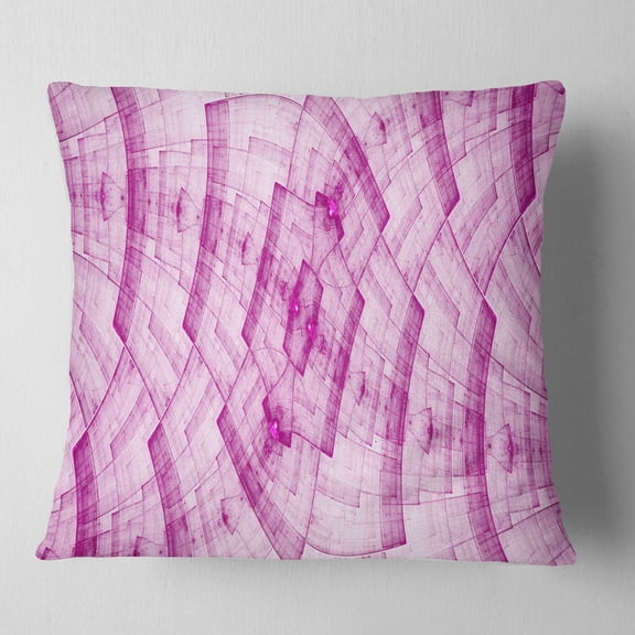 Designart Dark Pink Psychedelic Fractal Metal Grid - Abstract Throw Pillow - 16x16