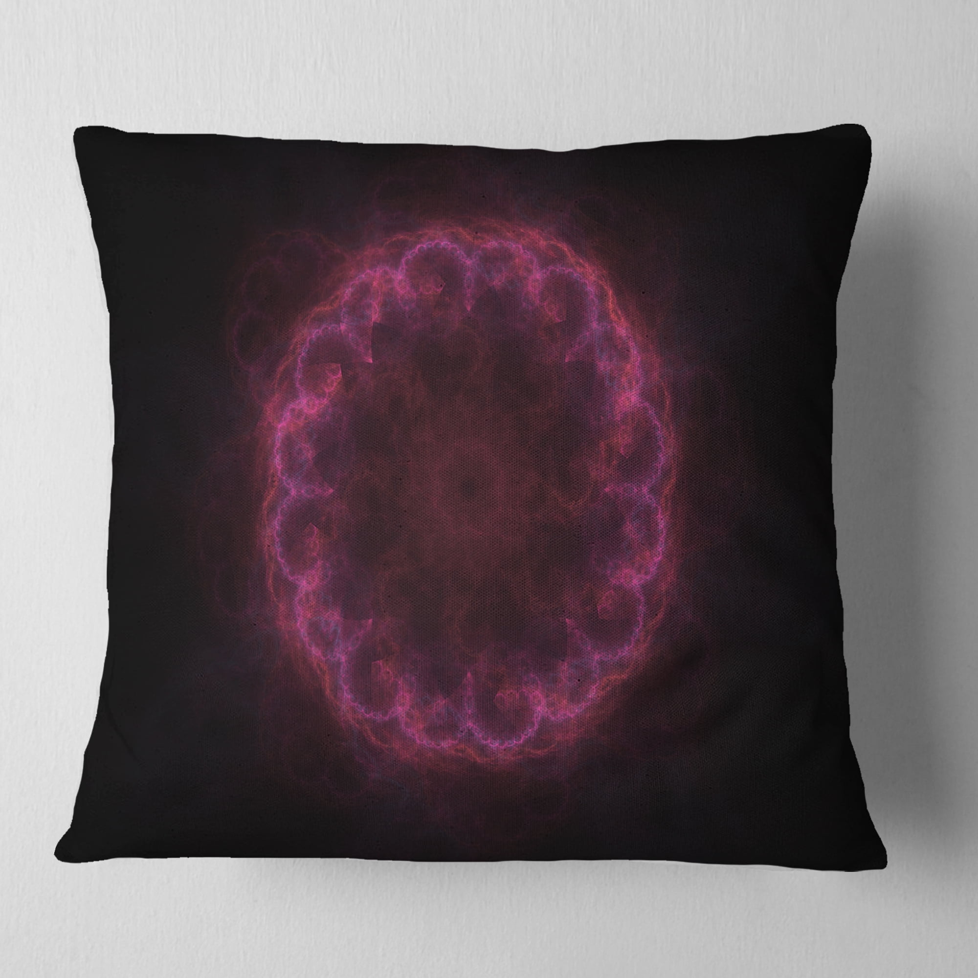 Designart Dark Radial Purple Fractal Flower Digital Art - Floral Throw Pillow - 18x18