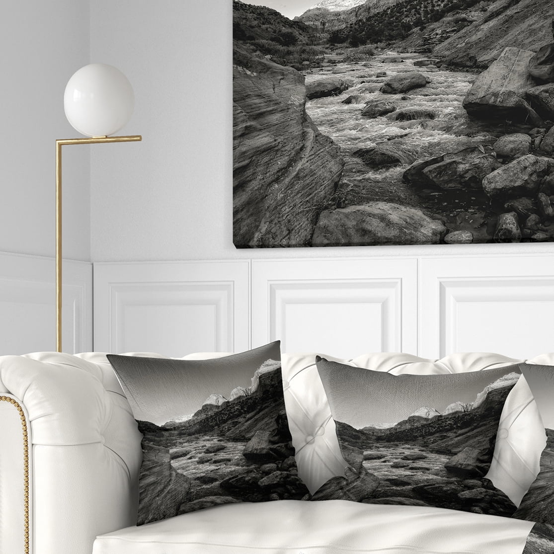 Designart Dark Rapid Virgin River - Landscape Photography Throw Pillow - 18x18
