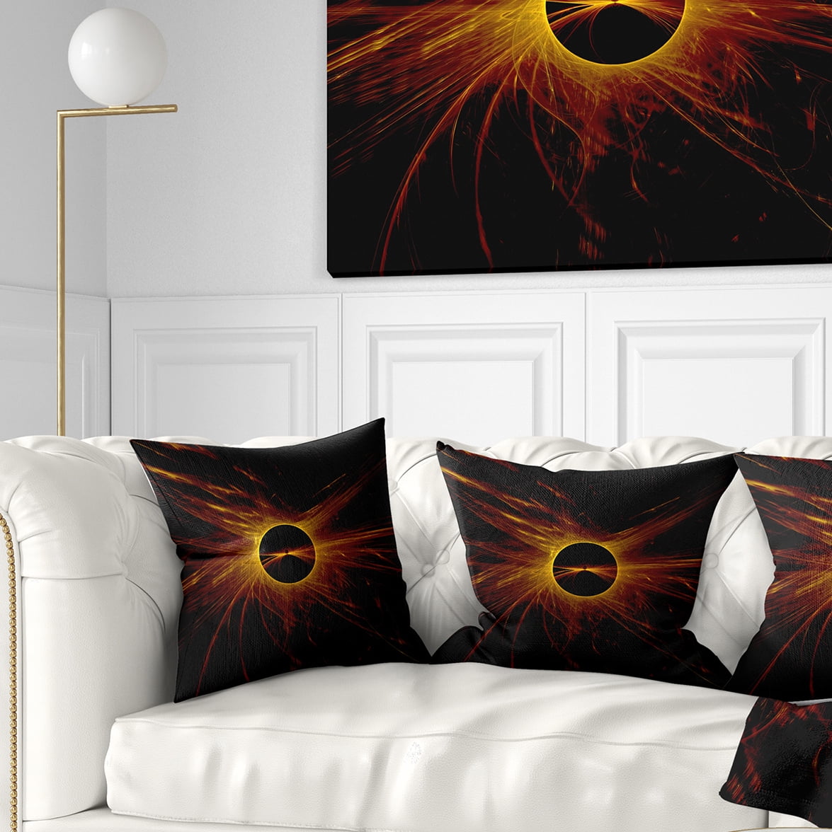 Designart Dark Solar Eclipse on Black - Abstract Throw Pillow - 18x18