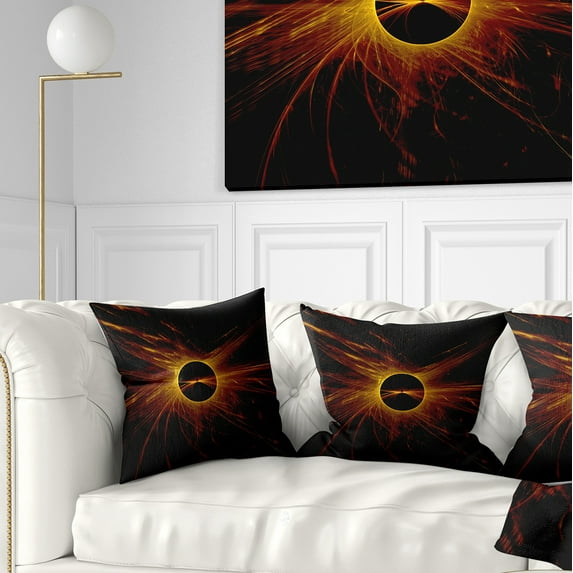 Designart Dark Solar Eclipse on Black - Abstract Throw Pillow - 18x18