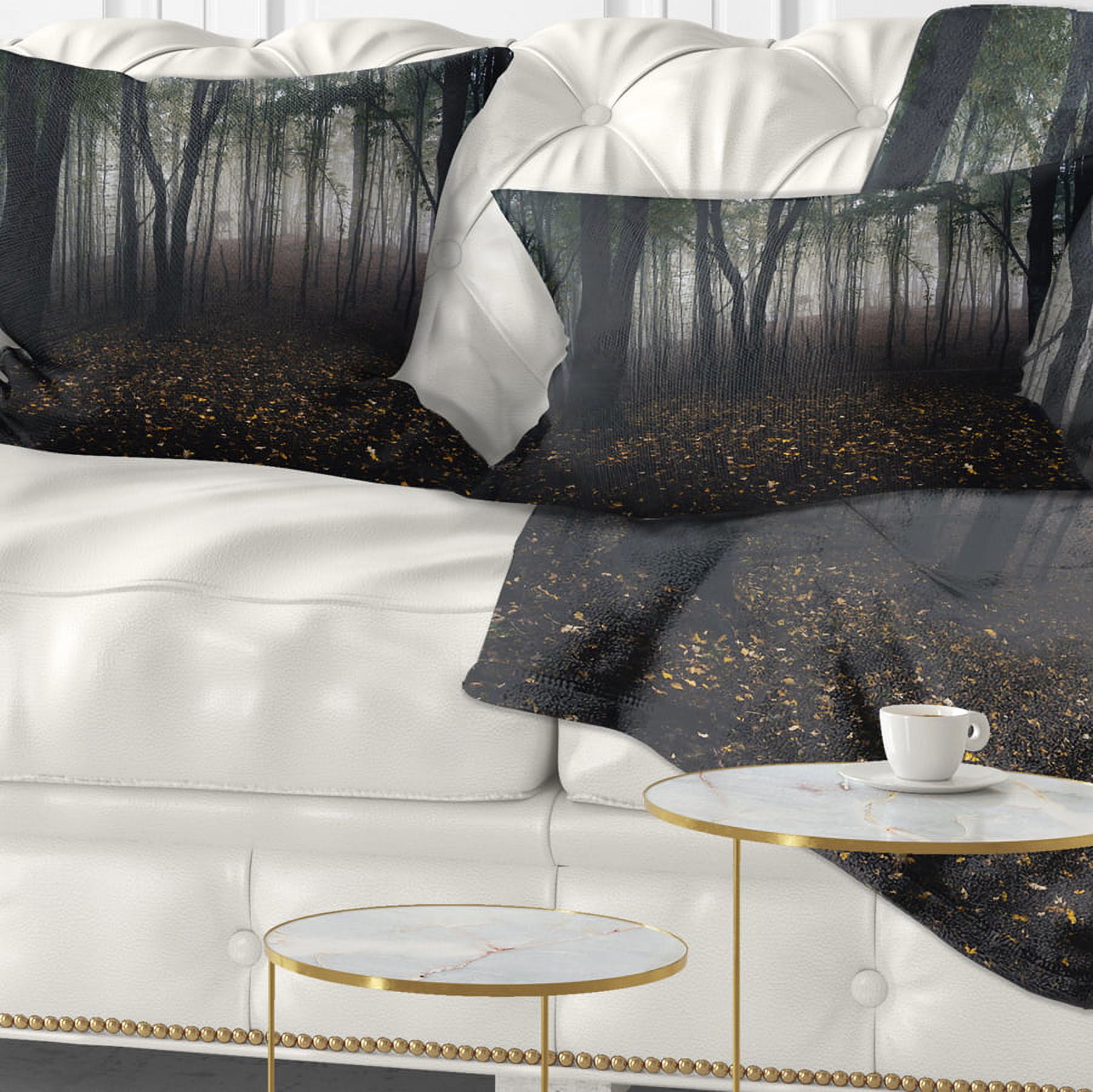 Designart Dark Spooky Misty Wild Forest - Oversized Forest Throw Pillow - 12x20