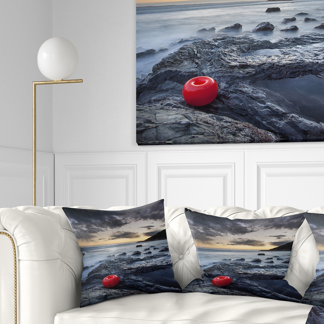 Designart Dark Sunset at Livorno - Landscape Photo Throw Pillow - 16x16
