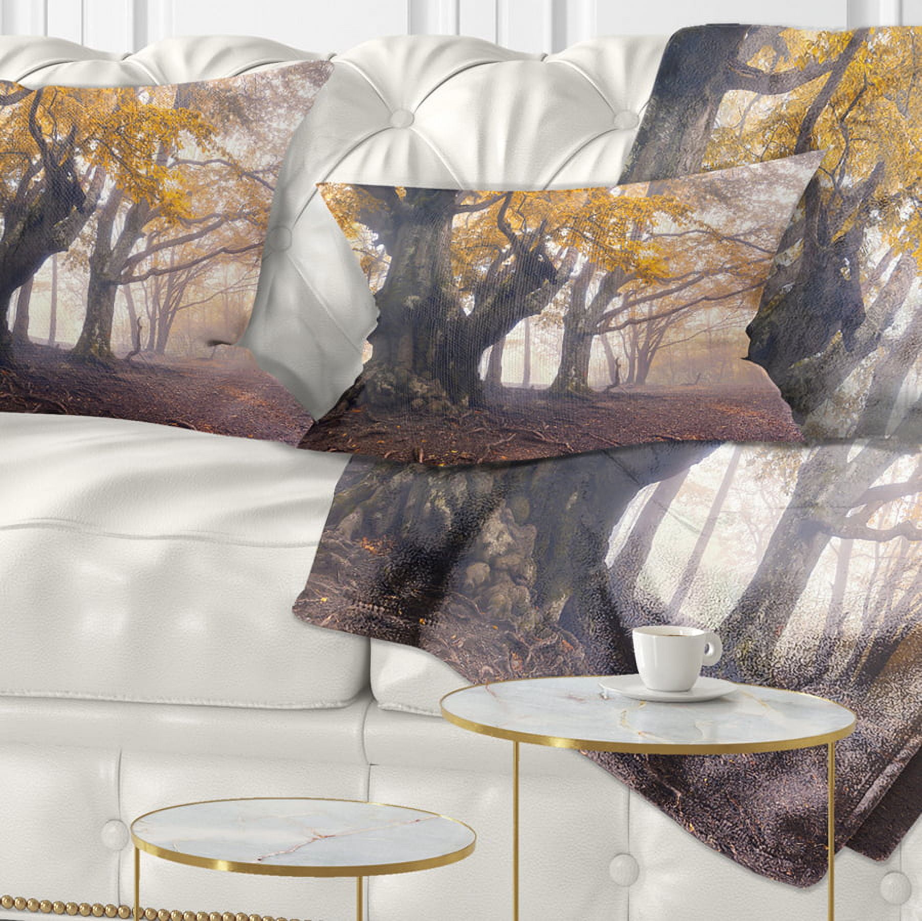 Designart Dark Tree with Yellow Leaves - Landscape Photography Throw Pillow - 12x20