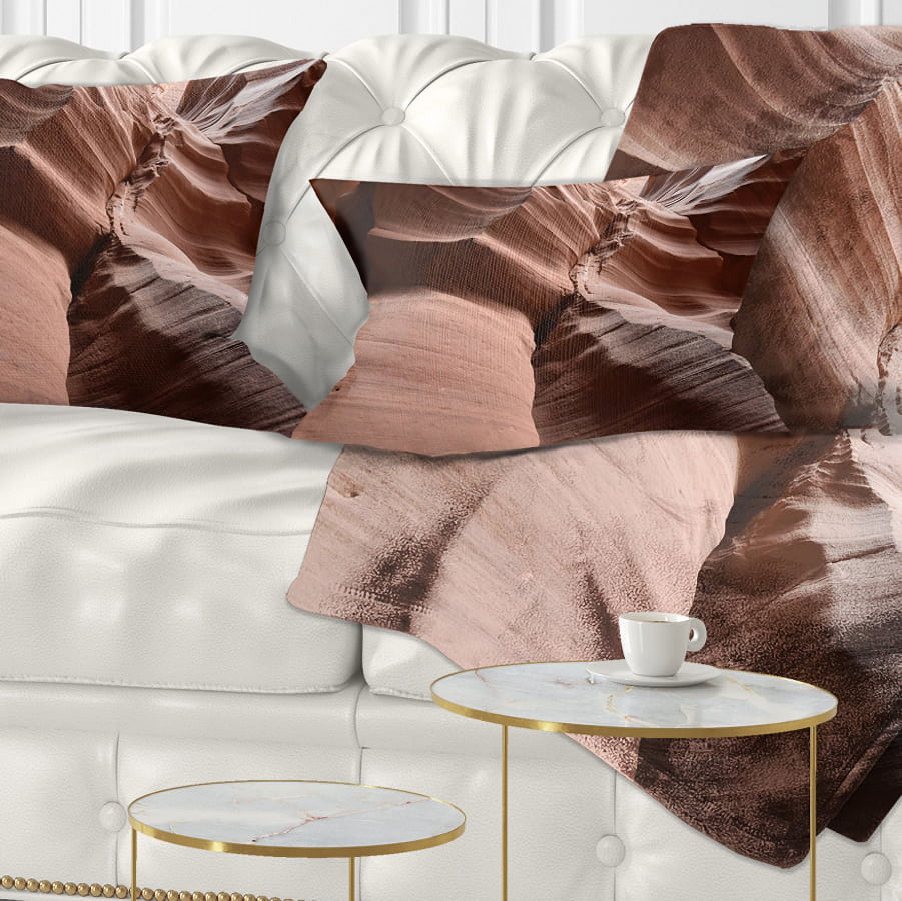 Designart Dark Upper Antelope Canyon - Landscape Photography Throw Pillow - 12x20