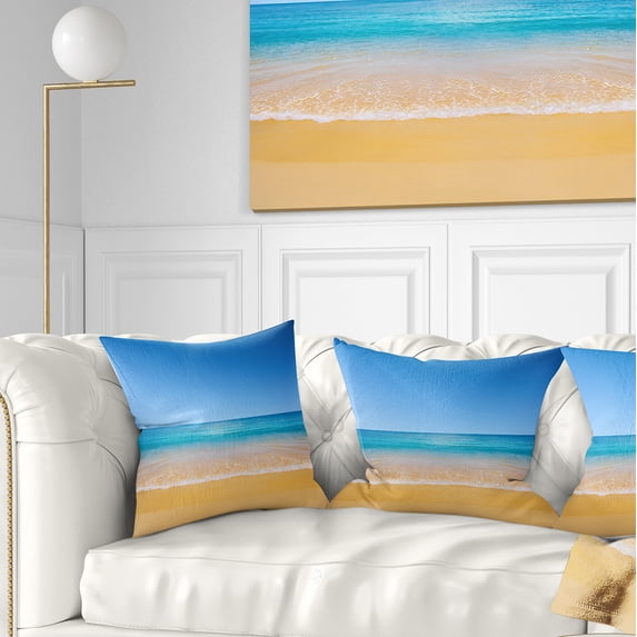 Designart Dark View of Tropical Beach - Seashore Photo Throw Pillow - 18x18