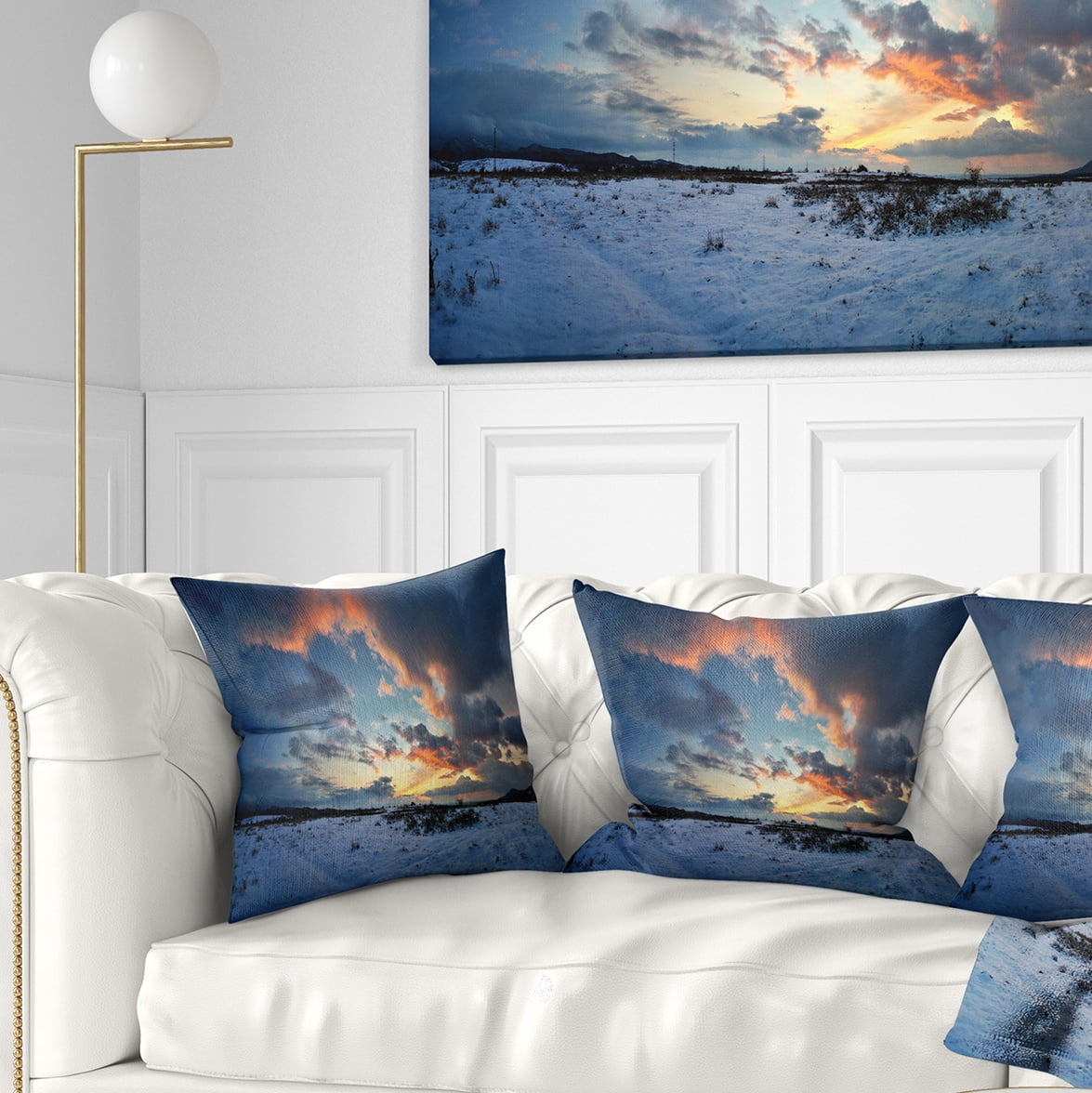 Designart Dark Winter Sky - Landscape Photography Throw Pillow - 18x18