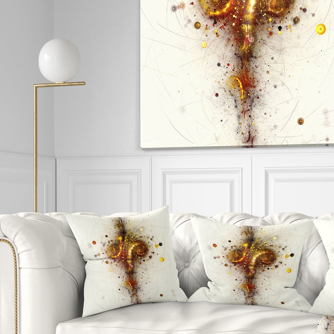 Designart Dark Yellow Fractal Art Design - Abstract Throw Pillow - 18x18