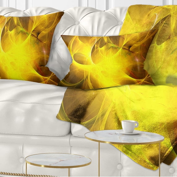 Designart Dark Yellow Nebula Star - Abstract Throw Pillow - 12x20