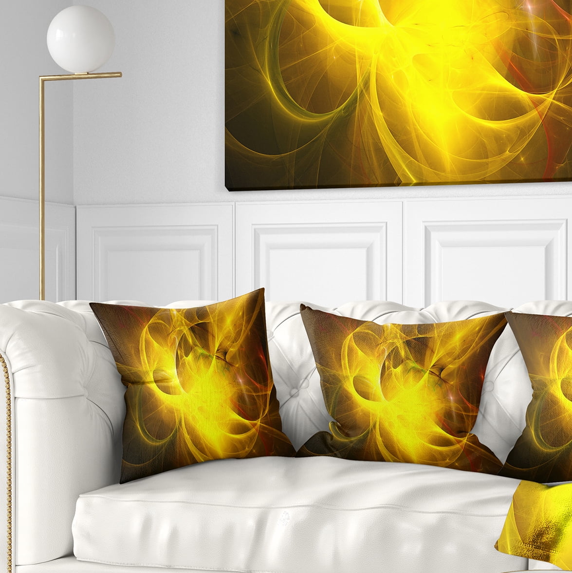 Designart Dark Yellow Nebula Star - Abstract Throw Pillow - 16x16