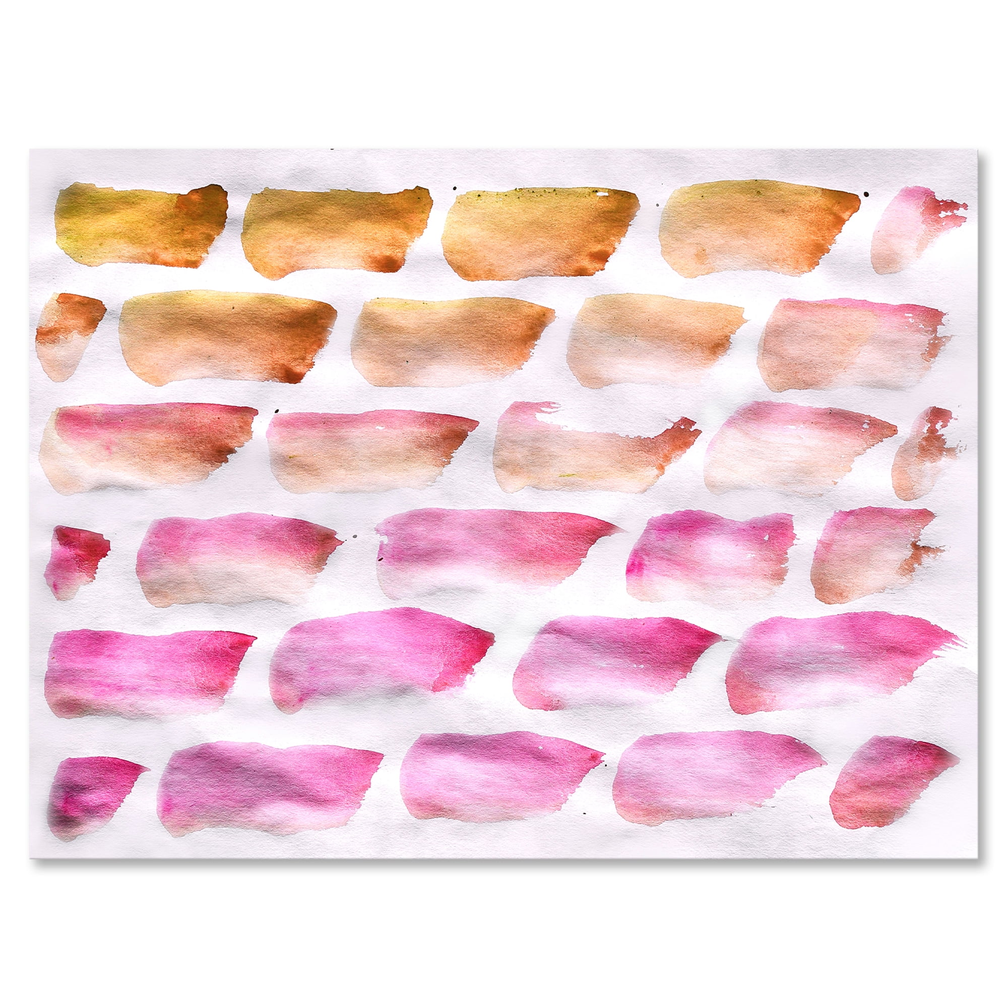 Designart ' Dark Yellow and Pink Abstracts Brushes ' Modern Canvas Wall Art Print