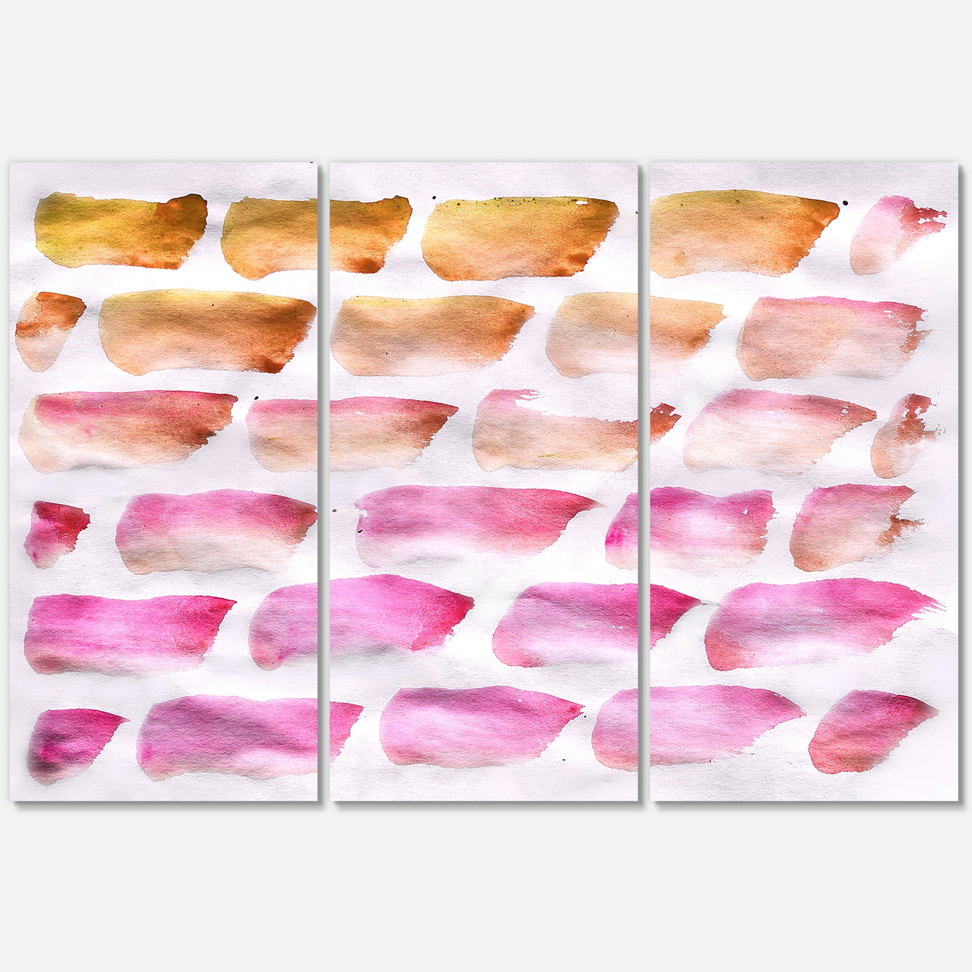 Designart ' Dark Yellow and Pink Abstracts Brushes ' Modern Canvas Wall Art Print