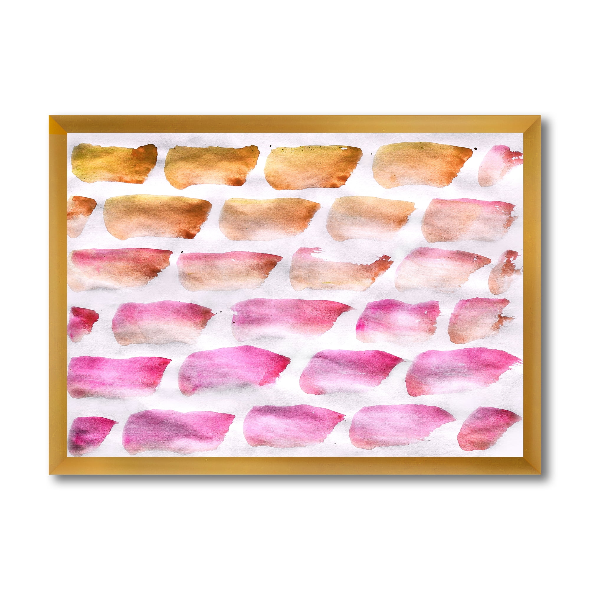 Designart 'Dark Yellow and Pink Abstracts Brushes' Modern Framed Art Print