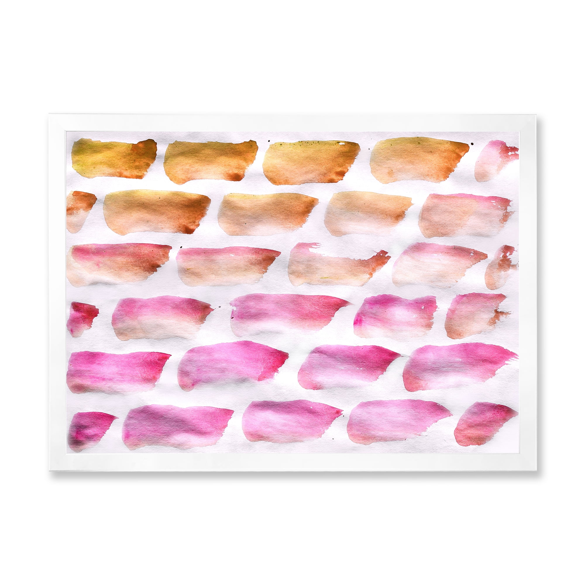 Designart 'Dark Yellow and Pink Abstracts Brushes' Modern Framed Art Print