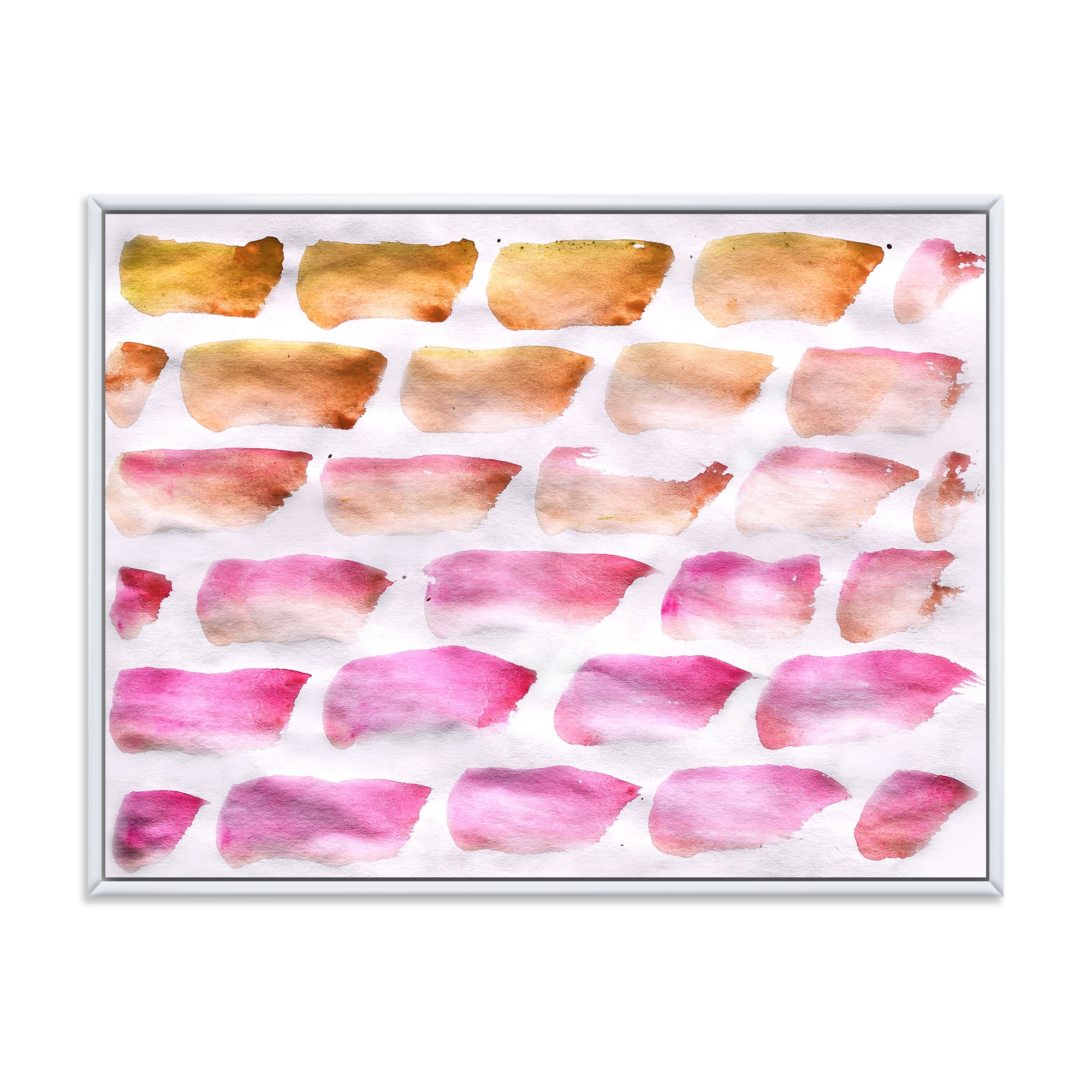 Designart 'Dark Yellow and Pink Abstracts Brushes' Modern Framed Canvas Wall Art Print