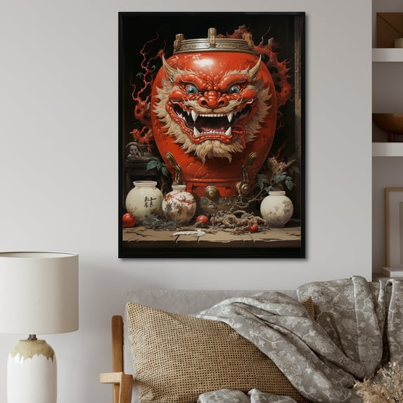 Designart "Darumas Determination Japon wall decor II" Japanese Floater Framed Canvas Print