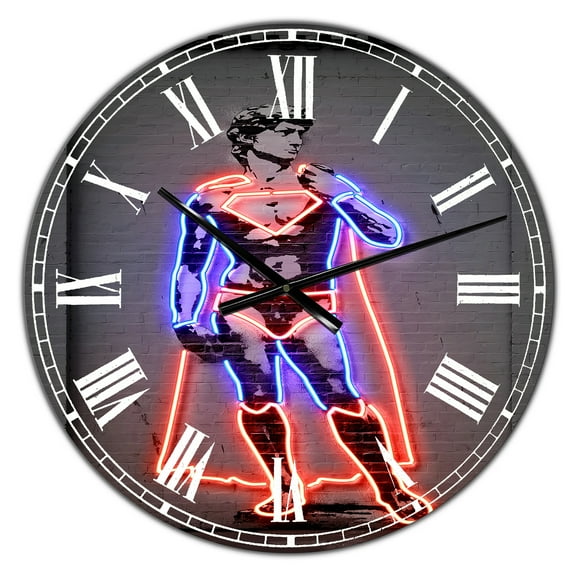 Designart 'David Michelangelo Superman' Oversized Modern Wall Clock