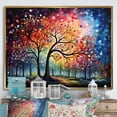 thumbnail image 1 of Designart "Dawn Graffiti On Oak" Tree Oak Floater Framed Wall Art Living Room, 1 of 5