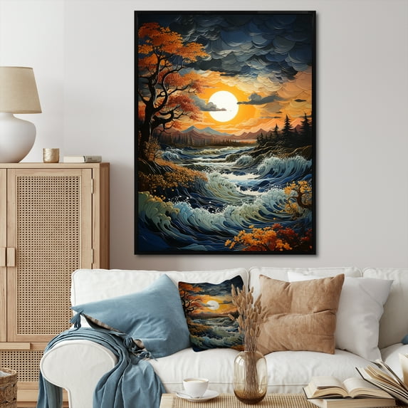Designart "Dawn'S Light In The Storm IV" Storms Floater Framed Wall Decor