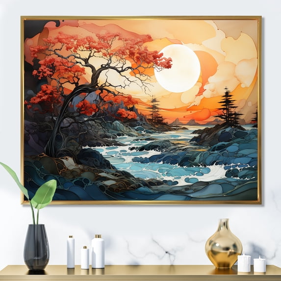 Designart "Dawn'S Light In The Storm" Storms Floater Framed Canvas Art Print