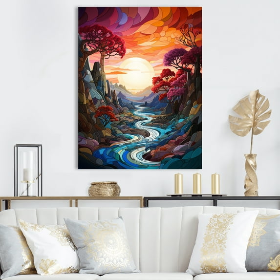 Designart "Dawn'S Spectrum On Peaks" Rainbow Canvas Art Print