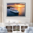 thumbnail image 1 of Designart "Dawn Voyage Serenity Cruise" Coastal Framed Wall Art Decor - Coastal White Coastal Boat Entryway Framed Wall Art, 1 of 6