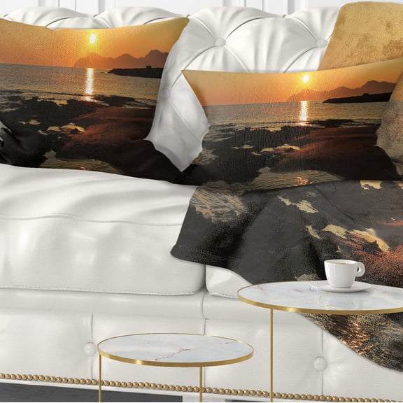 Designart Dawn on Majorca Panorama - Landscape Printed Throw Pillow - 12x20