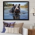 thumbnail image 1 of Designart "Daydreams on the Riverbank Grey Hippos II" Animals Framed Wall Art Decor - Modern Grey Hippopotamus Bedroom Framed Canvas Wall Art, 1 of 6