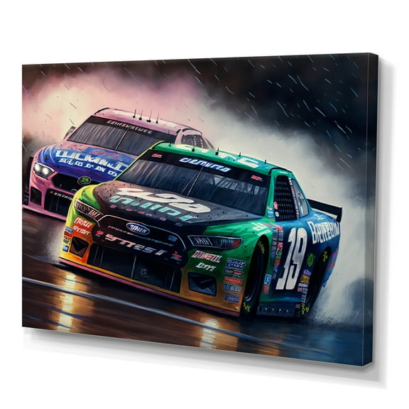 Designart Daytona Stock Car Racing Last Lap IV Canvas Wall Art