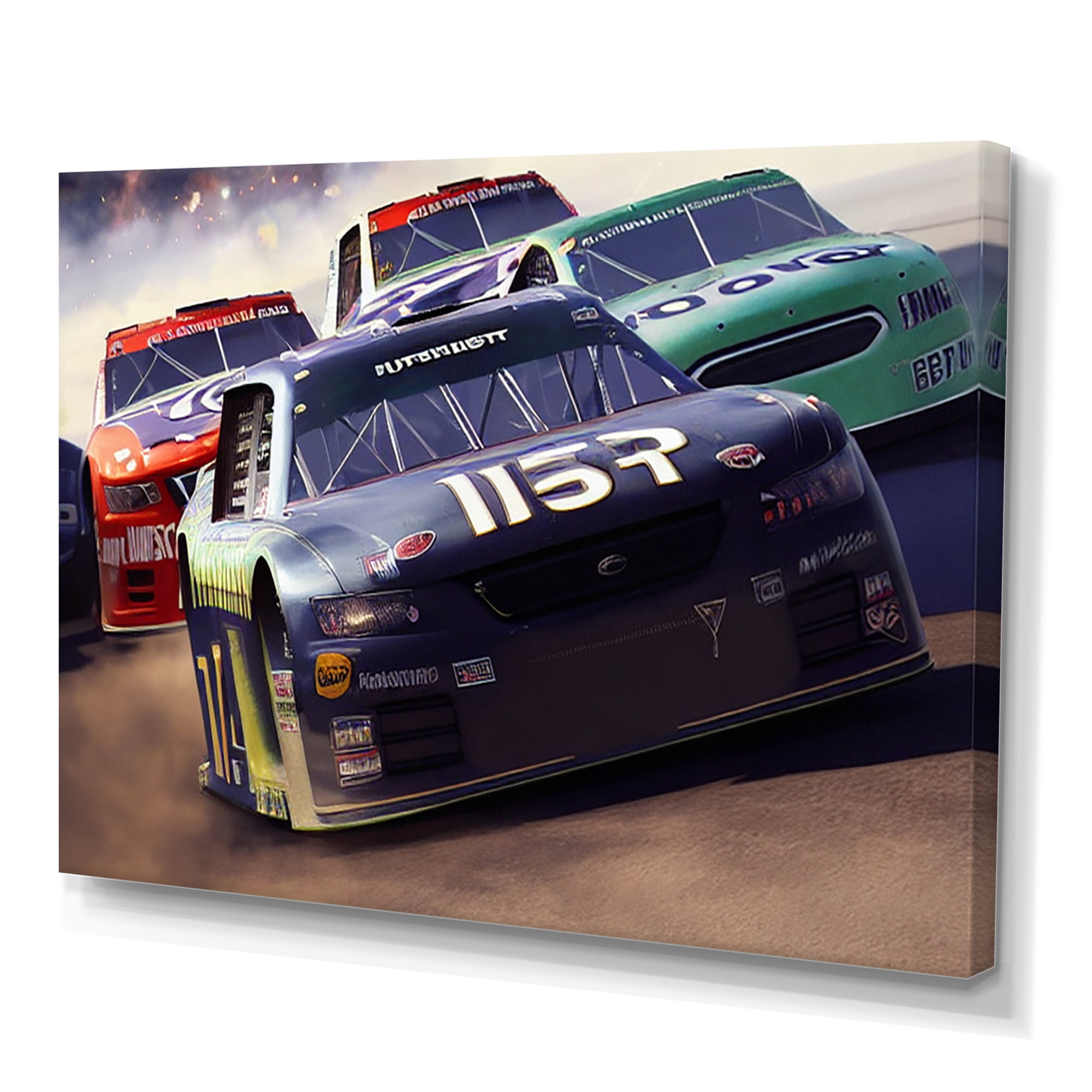 Designart Daytona Stock Car Racing Last Lap V Canvas Wall Art