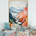 thumbnail image 1 of Designart "De Stijl-Inspired Landscape Of Mountains" Landscape Mountains Floater Framed Wall Art Living Room, 1 of 5