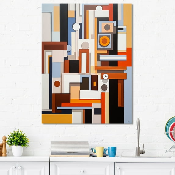 Designart "De Stijl Landscape With Cocoa Charm II" Cocoa Canvas Wall Art
