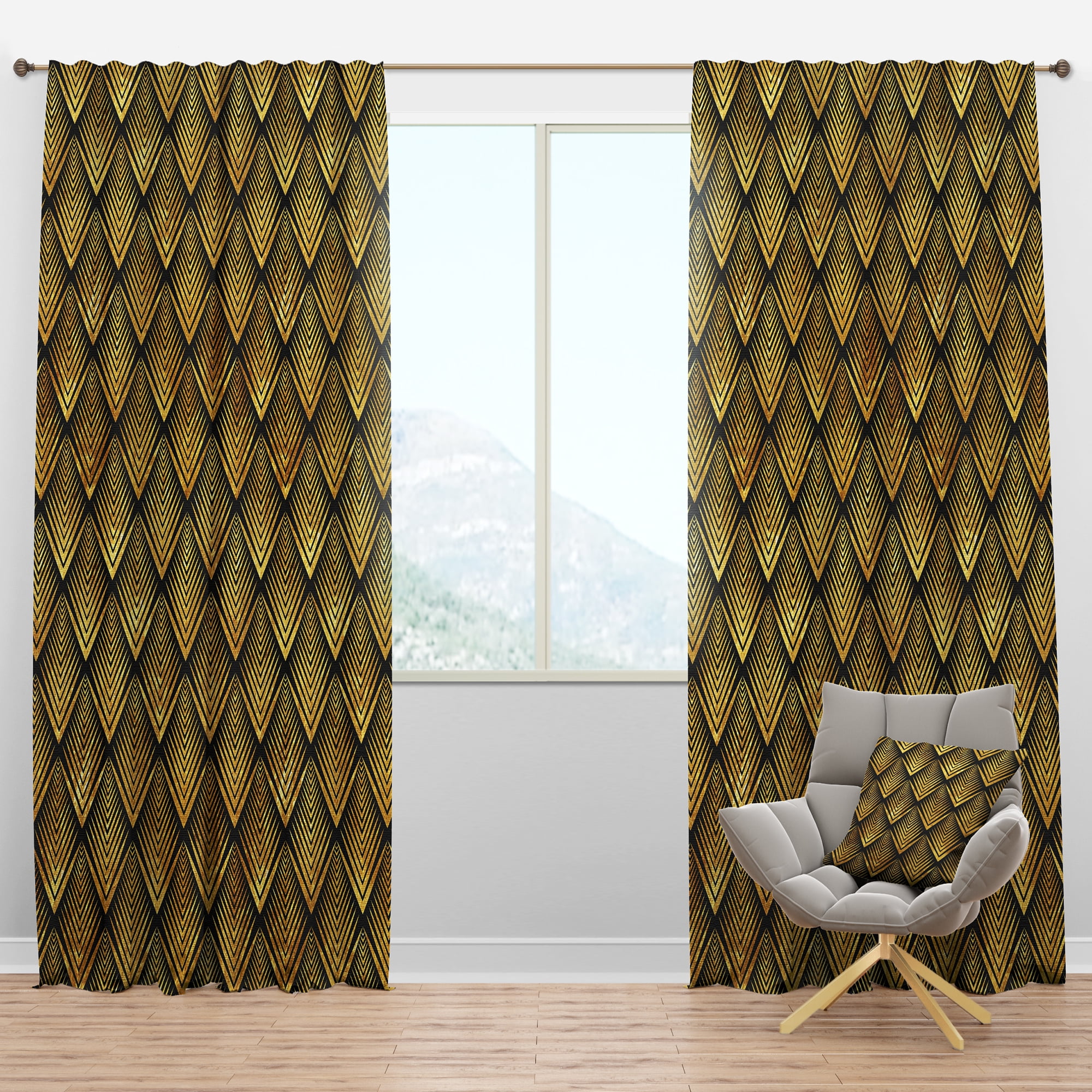 Designart 'Deco Art Seal pattern' Mid-Century Modern Blackout Curtain Panel