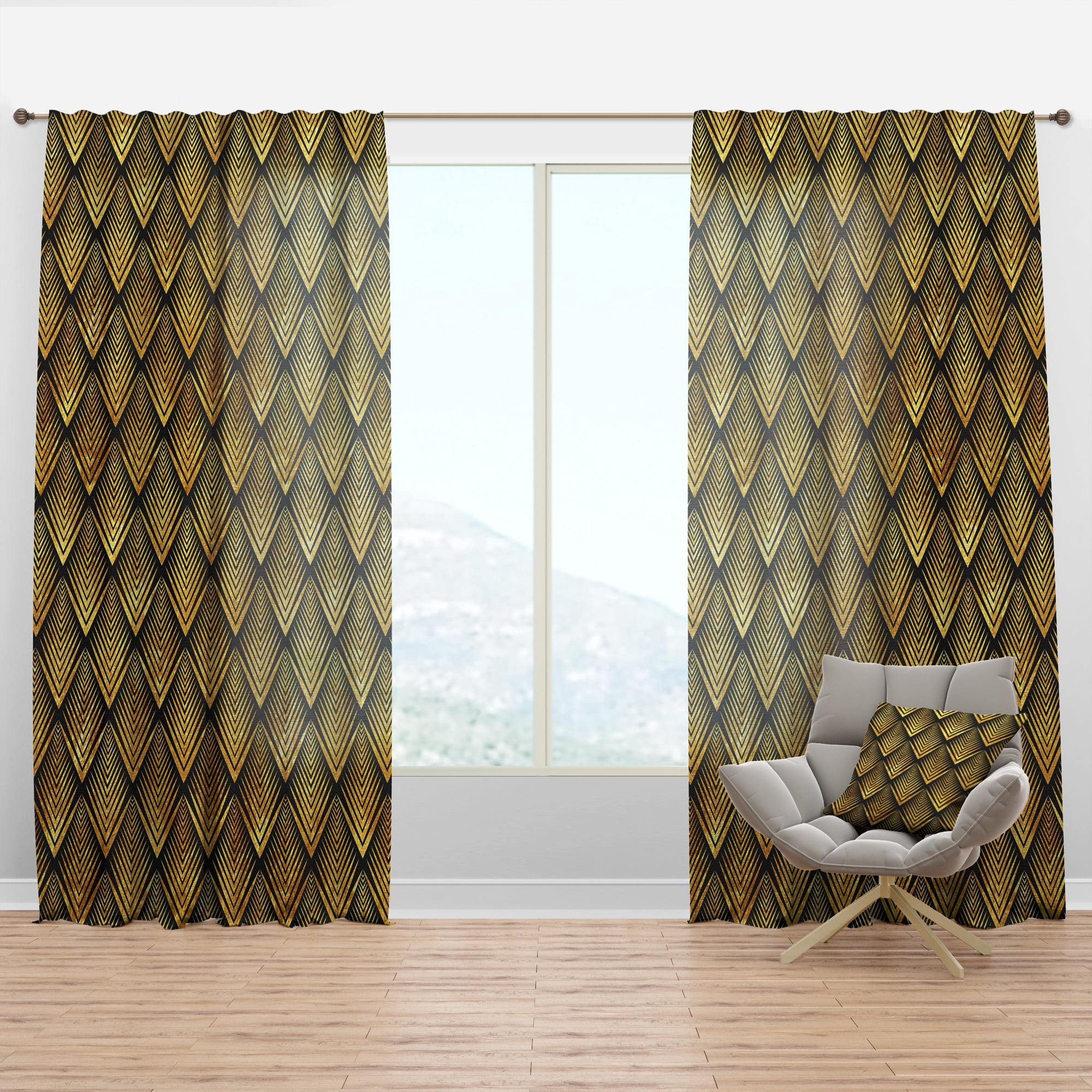 Designart 'Deco Art Seal pattern' Mid-Century Modern Curtain Panel