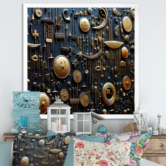 Designart "Deco Pottery Decor in Gold and Green II" Animals Framed Wall Art Decor - Modern Gold Cheetah Fashion Bedroom Framed Canvas Wall Art