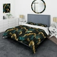 thumbnail image 1 of Designart "Deco Splendor In Emerald And Gold I" Marble Bedding Covert Set - Glam Bed Set With 2 Shams, 1 of 5
