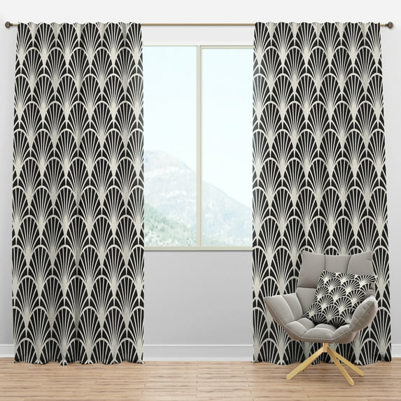 Designart 'Deco Waves Retro Art I' Mid-Century Modern Blackout Curtain Panel
