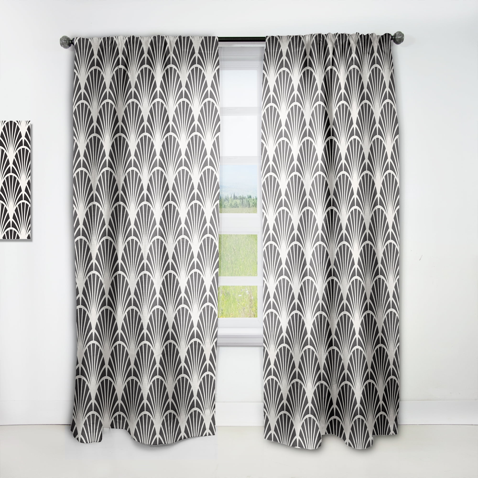 Designart 'Deco Waves Retro Art I' Mid-Century Modern Curtain Panel
