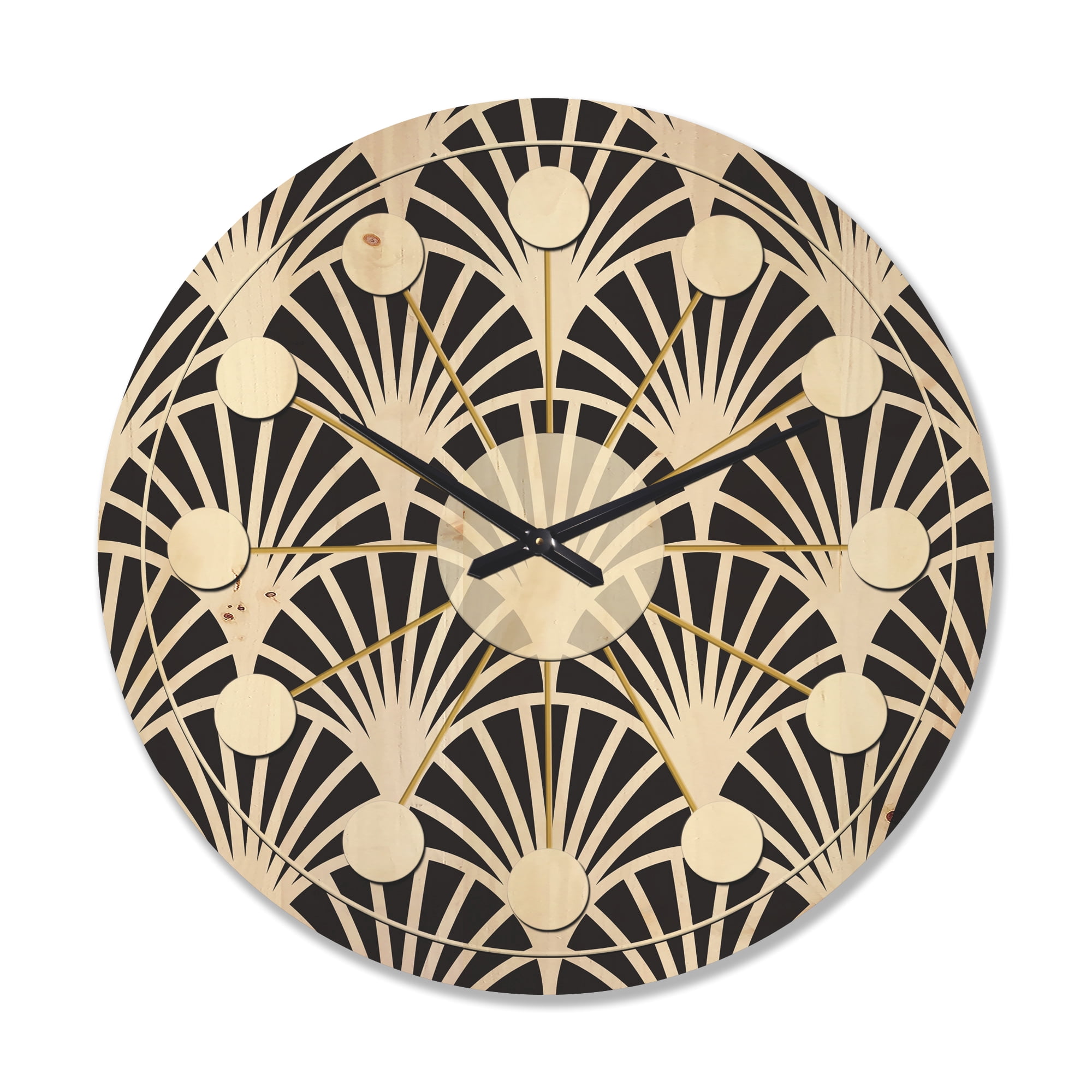 Designart 'Deco Waves Retro Art I' Mid-Century Modern Wood Wall Clock