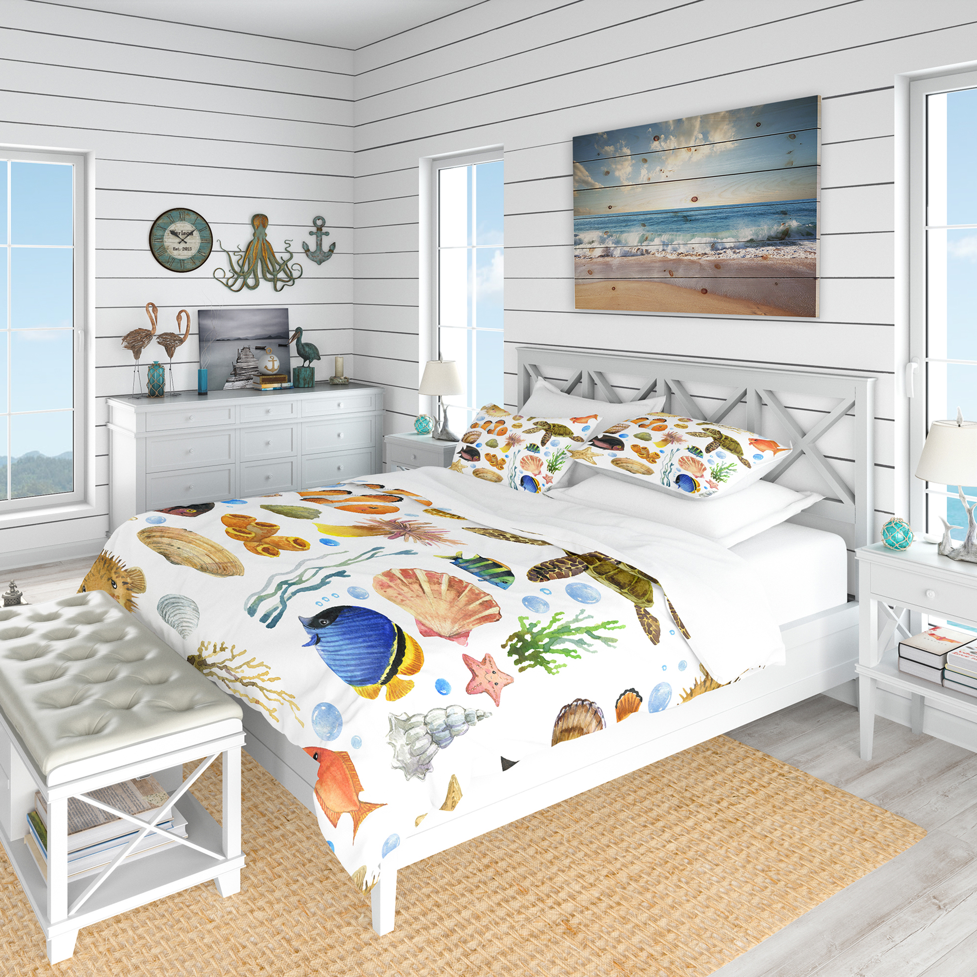 Designart 'Decoration Marine Theme' Nautical & Coastal Duvet Cover Set