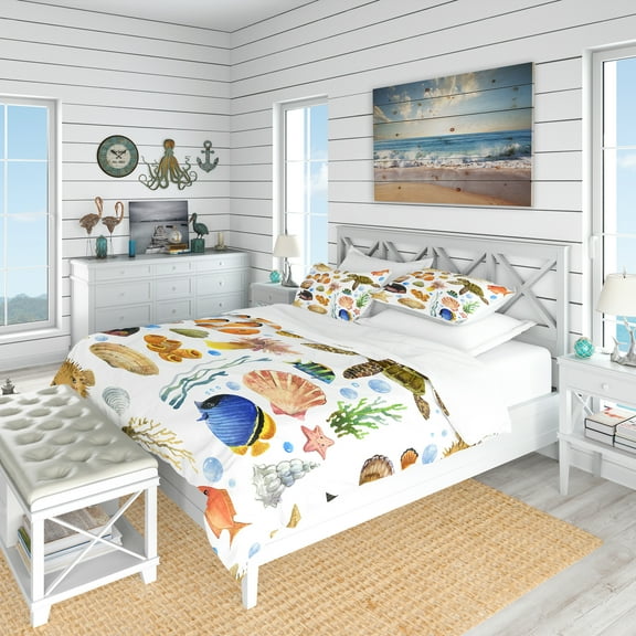 Designart 'Decoration Marine Theme' Nautical & Coastal Duvet Cover Set