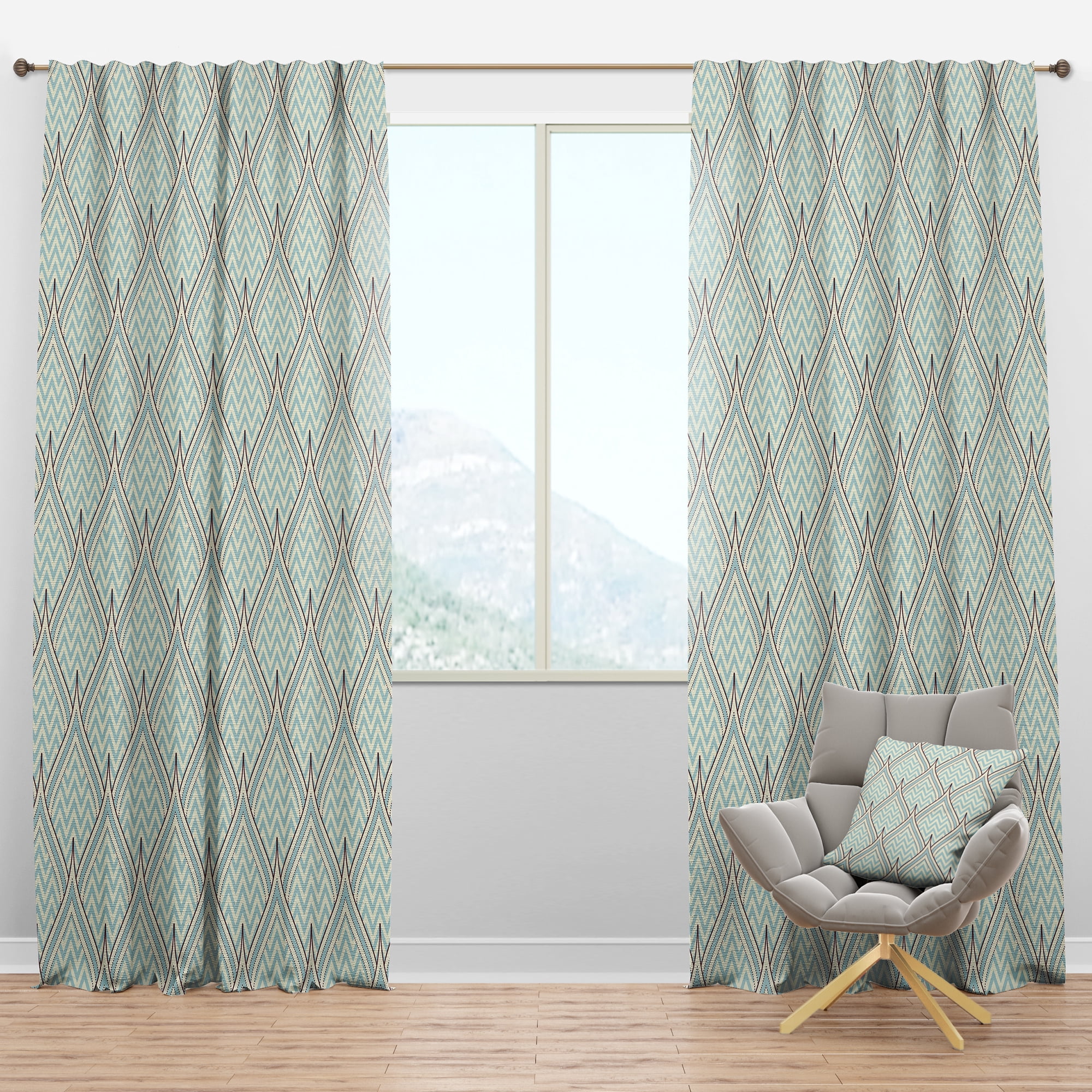 Designart 'Decorative Elements with Ornament' Mid-Century Modern Blackout Curtain Panel